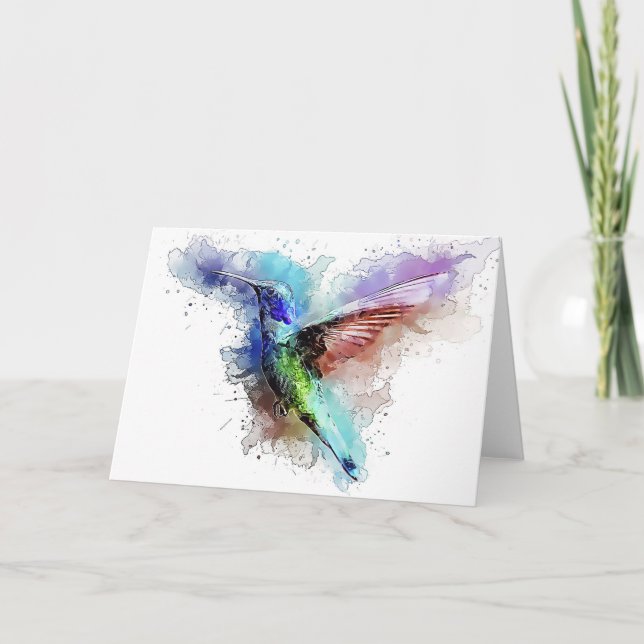Carte De Remerciements Colibri d'aquarelle (Devant)