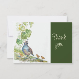 Carte De Remerciements Colin de Californie Oiseau Nature AquarelleMerci
