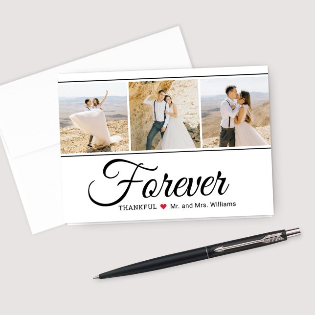 Carte De Remerciements Collage de photos de mariage 'Éternellement reconn (Créateur téléchargé)