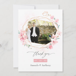 Carte De Remerciements Collage de photos de mariage printanier aux fleurs