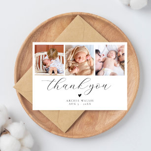 Carte De Remerciements Collage de photos minimaliste Élégant pour une bab