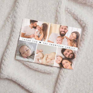 Carte De Remerciements Collage de photos personnalisé simple pour Baby Sh