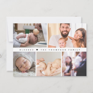 Carte De Remerciements Collage photo de baptême de petit cœur béni minima