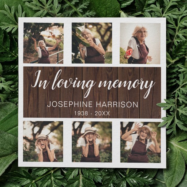 Carte De Remerciements Collage photo de Rustic Memorial Sympathy (Créateur téléchargé)