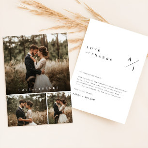 Carte De Remerciements Collage photo minimal de script cardiaque Mariage