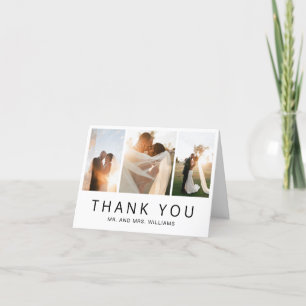 Carte De Remerciements Collage photo minimaliste moderne Mariage simple