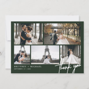 Carte De Remerciements Collage photo moderne à la main Green Forest Green