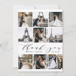 Carte De Remerciements Collage photo moderne White Calligraphy 9