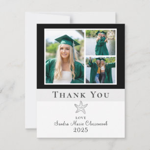Carte De Remerciements Collage photo Nautical Black Starfish Graduate
