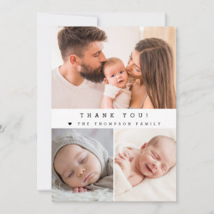 Carte De Remerciements Collage photo simple pour Baby Shower
