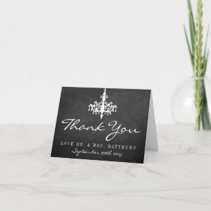 Carte De Remerciements Collection de mariage élégante avec lustre et tabl