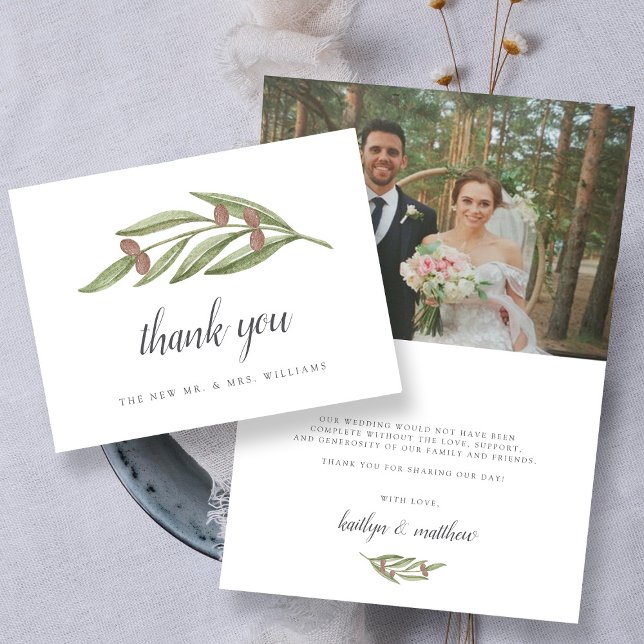 Carte De Remerciements Collection de Mariages de Branches d'Olivier (Créateur téléchargé)