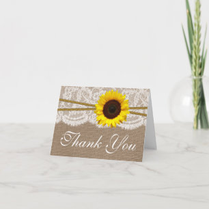 Carte De Remerciements Collection de Mariages de tournesols rustiques
