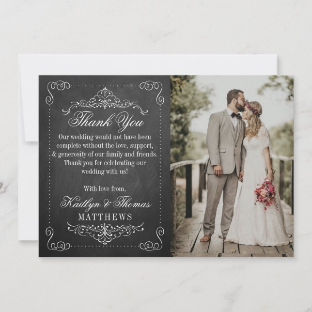 Carte De Remerciements Collection de Mariages Ornate Chalkboard (Devant)