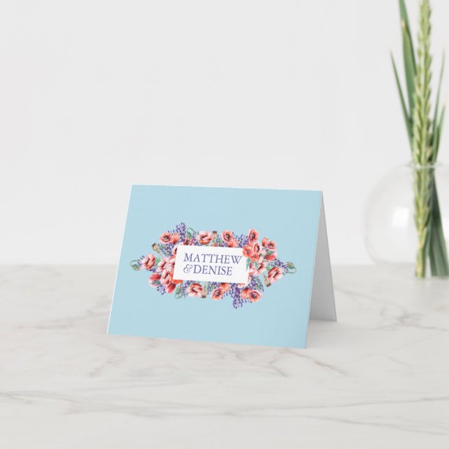 Carte De Remerciements Collection de pavot avec Spun Sugar Blue Arrière - (Devant)
