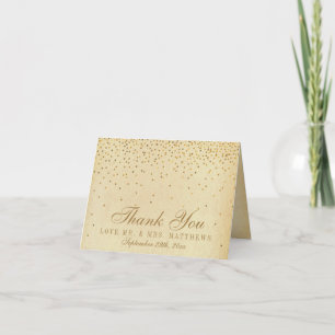 Carte De Remerciements Collection Vintage de Mariage Glam Gold Confetti