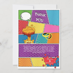 Carte De Remerciements Coloré Comic Book Pop Art Mariage