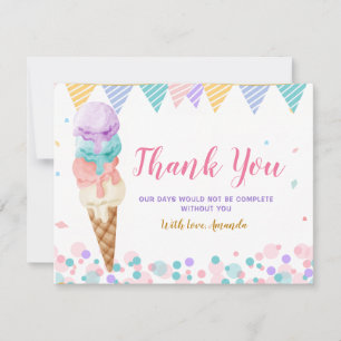 Carte De Remerciements Coloré On Hurle Pour Crème Glacée Quatrième Annive