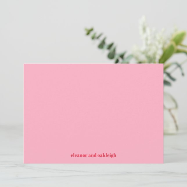Carte De Remerciements Coloré Rouge rose moderne Simple Mariage personnal (Debout devant)