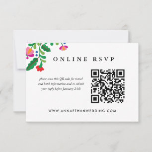 Carte De Remerciements Colorée Mariage mexicain en ligne RSVP QR Code