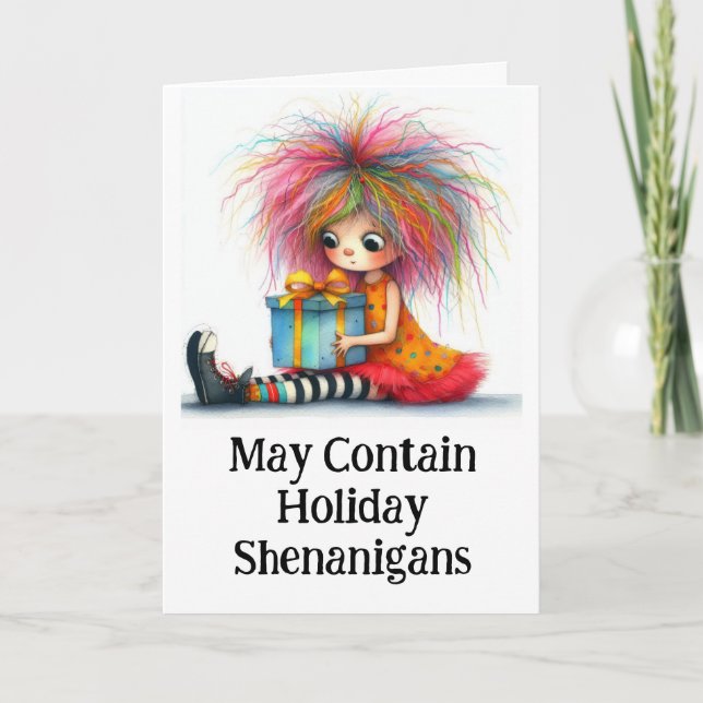 Carte De Remerciements ** Colorful 10 Whimsical Christmas Girl Gift AP97 (Devant)