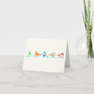Carte De Remerciements Colorful birds in a row card