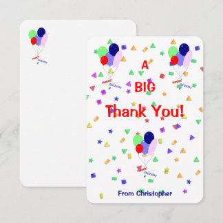 Carte De Remerciements Colorful Happy Birthday Flat Thank You Card