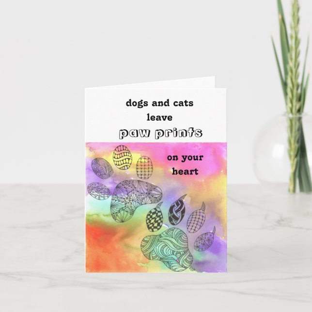 Carte De Remerciements Colorful Pet Paw Prints (Devant)