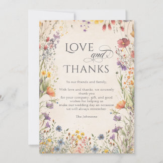 Carte De Remerciements Colorful Wildflower Botanical Wedding