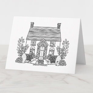 Carte De Remerciements Coloriez votre propre maison mignonne avec lapins 