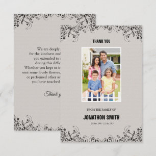 Carte de remerciements commémoratif