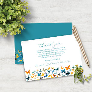 Carte de remerciements commémoratif papillon - ret