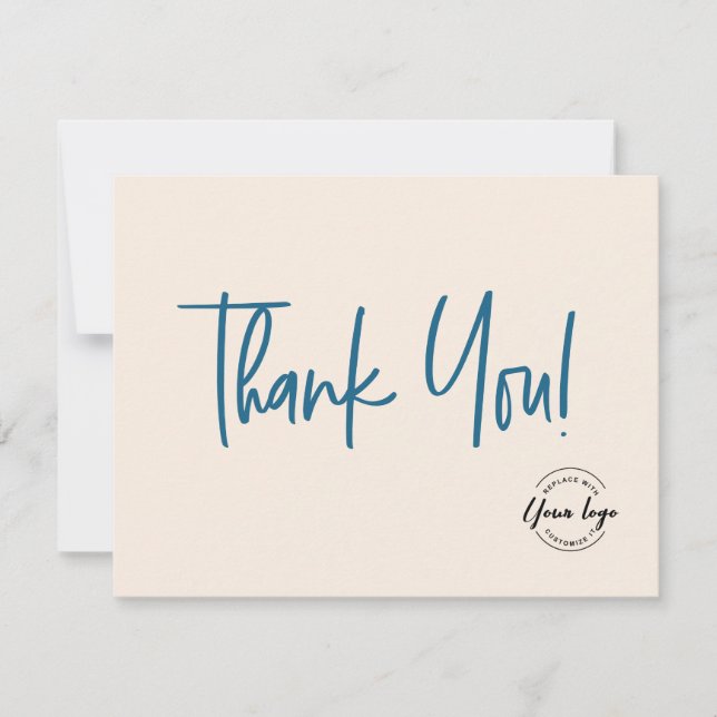 Carte De Remerciements Company Logo Social Blue cream Modern script  (Devant)