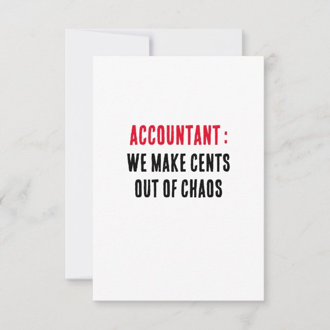 Carte De Remerciements Comptable Nous gagnons des centimes du chaos (Devant)