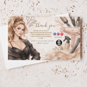 Carte De Remerciements Conception de la marque Blush Portrait Hair Studio