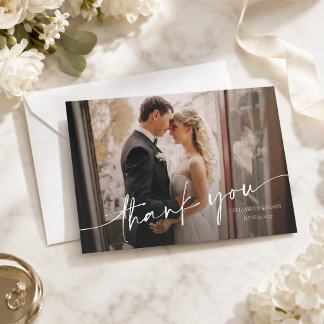Carte De Remerciements Conception de texte de photo de mariage personnali