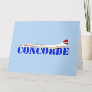 Carte De Remerciements Concorde Jet avec texte bleu gras