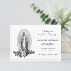 Carte De Remerciements Condolence de la Sainte Vierge Marie