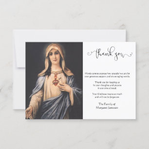 Carte De Remerciements Condolence de la Vierge catholique religieuse