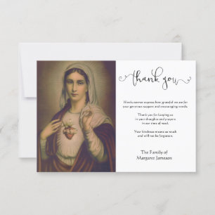 Carte De Remerciements Condolence de la Vierge catholique religieuse