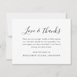 Carte De Remerciements Condolence minimale Bereavement Sympathy Funeral