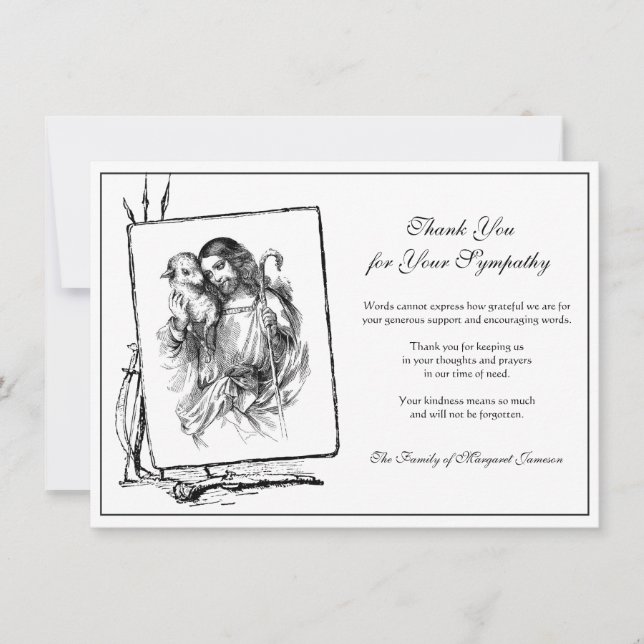 Carte De Remerciements Condolence religieuse catholique de Jésus-Christ (Devant)