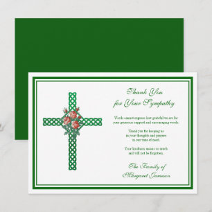 Carte De Remerciements Condolence religieuse des Roses celtes noués