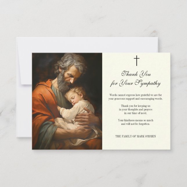 Carte De Remerciements Condolence Sympathie Appréciation St. Joseph (Devant)