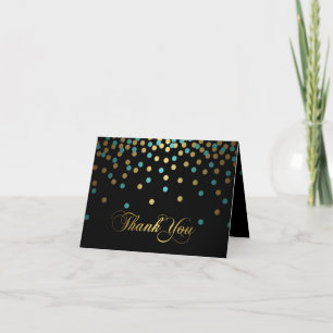 Carte de remerciements Confetti bleu et or