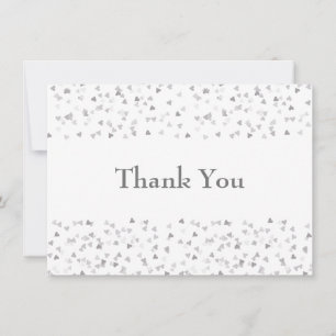 Carte De Remerciements Confetti, Coeurs d'argent chic et simple