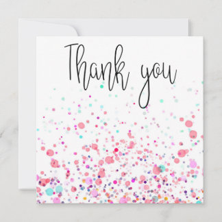 Carte De Remerciements Confetti coloré joyeux rose