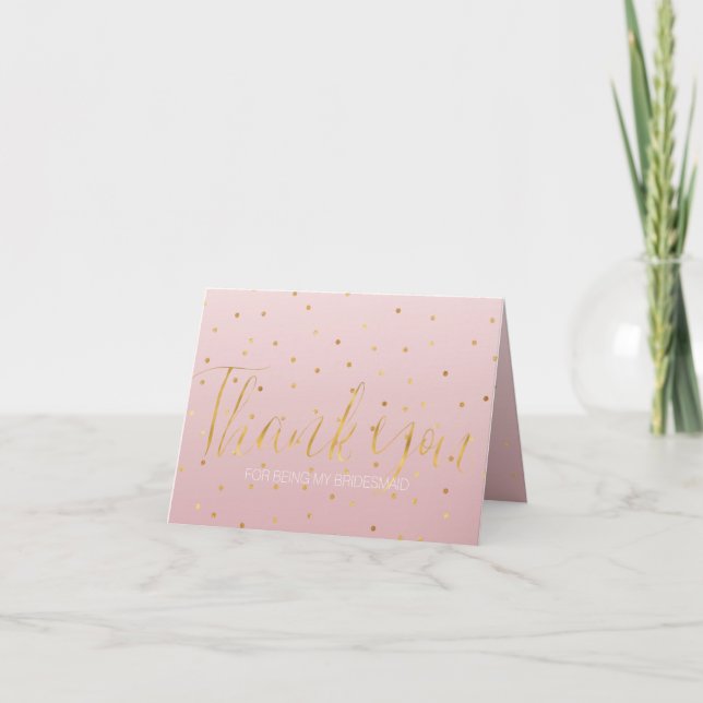 Carte De Remerciements Confetti en or rose Rose floue étincelante (Devant)