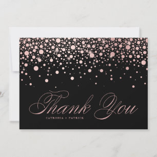 Carte De Remerciements Confetti Rose moderne à huile d'or gouttes Mariage