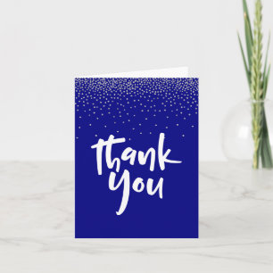 Carte De Remerciements Confettis Argentés sur Fond Bleu Marine 2, Remerci